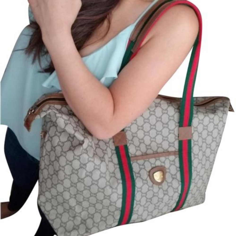 Authentic Vintage Gucci Plus GG Monogram Supreme Duffel Carry on Weekender Bag